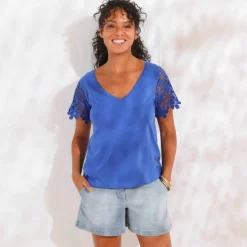 T-shirt manches courtes, macramé