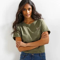 T-shirt manches courtes à revers, motif coeur