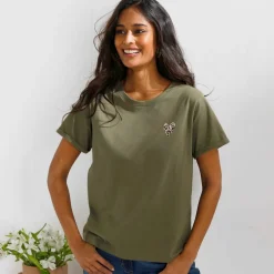 T-shirt manches courtes à revers, motif coeur