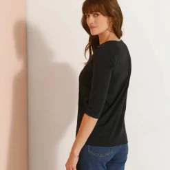 T-shirt manches 3/4 uni, coton
