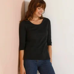 T-shirt manches 3/4 uni, coton