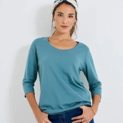 T-shirt manches 3/4 uni, coton