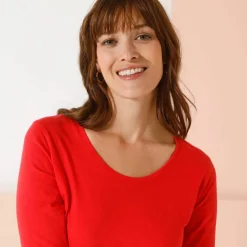 T-shirt manches 3/4 uni, coton