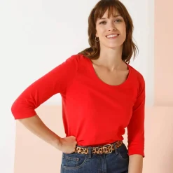 T-shirt manches 3/4 uni, coton