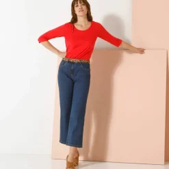 T-shirt manches 3/4 uni, coton