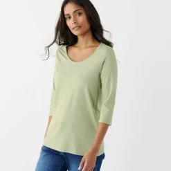 T-shirt manches 3/4 uni, coton