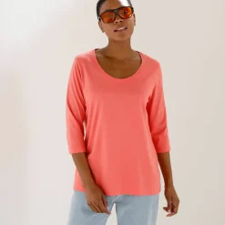 T-shirt manches 3/4 uni, coton