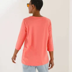 T-shirt manches 3/4 uni, coton