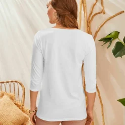 T-shirt manches 3/4 uni, coton