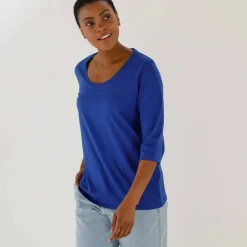 T-shirt manches 3/4 uni, coton