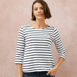 T-shirt marinière broderie coeur doré en coton biologique(**)