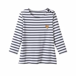 T-shirt marinière broderie coeur doré en coton biologique(**)