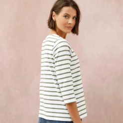 T-shirt marinière broderie coeur doré en coton biologique(**)