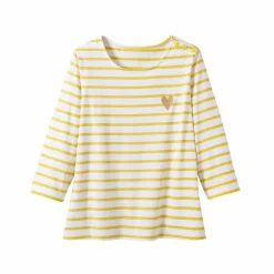 T-shirt marinière broderie coeur doré en coton biologique(**)