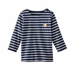 T-shirt marinière broderie coeur doré en coton biologique(**)