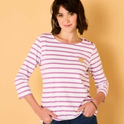 T-shirt marinière broderie coeur doré en coton biologique(**)