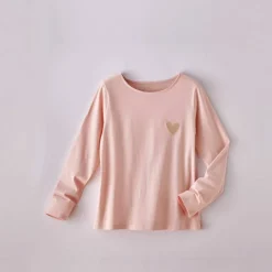 T-shirt marinière manches longues, brodé "cœur" uni ou imprimé léopard