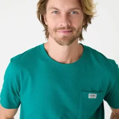 T-shirt poche uni col rond manches courtes
