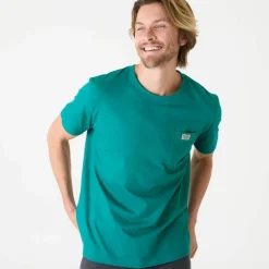 T-shirt poche uni col rond manches courtes