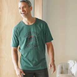 T-shirt pyjama impression placée manches courtes