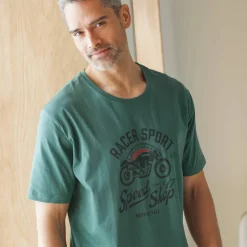 T-shirt pyjama impression placée manches courtes