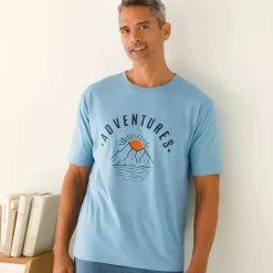 T-shirt pyjama imprimé placé manches courtes coton