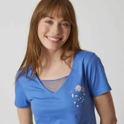 T- shirt pyjama manches courtes motif floral imprimé
