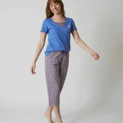 T- shirt pyjama manches courtes motif floral imprimé