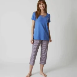 T- shirt pyjama manches courtes motif floral imprimé
