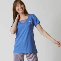 T- shirt pyjama manches courtes motif floral imprimé