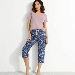 T- shirt pyjama manches courtes motif floral imprimé