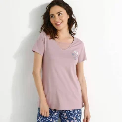 T- shirt pyjama manches courtes motif floral imprimé