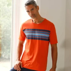 T-shirt pyjama manches courtes rayures coton