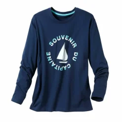 T-shirt pyjama manches longues motif bateau