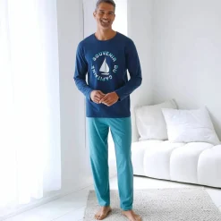 T-shirt pyjama manches longues motif bateau