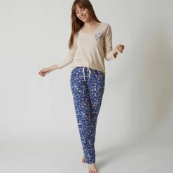 T-shirt pyjama manches longues motif floral imprimé