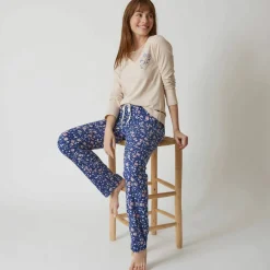 T-shirt pyjama manches longues motif floral imprimé