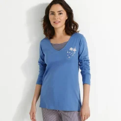 T-shirt pyjama manches longues motif floral imprimé