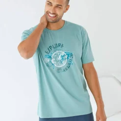 T-shirt pyjama motif devant manches courtes