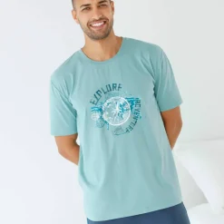 T-shirt pyjama motif devant manches courtes