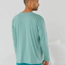 T-shirt pyjama motif devant manches longues