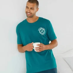 T-shirt pyjama motif poitrine manches courtes