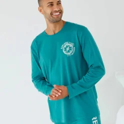 T-shirt pyjama motif poitrine manches longues
