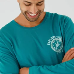 T-shirt pyjama motif poitrine manches longues