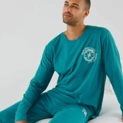 T-shirt pyjama motif poitrine manches longues