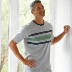 T-shirt pyjama rayures manches courtes