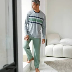 T-shirt pyjama rayures manches longues