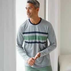 T-shirt pyjama rayures manches longues