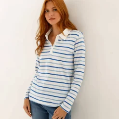 T-shirt rayé col polo, maille jersey