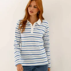 T-shirt rayé col polo, maille jersey
